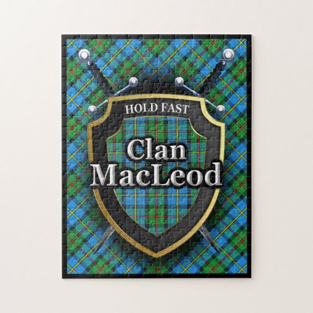 MacLeod Clan Harris Tartan Schwerter und Shield Puzzle (Vertikal)