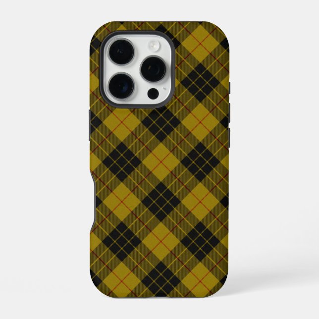 MacLeod-Tartan gelb-schwarzes Karo iPhone Hülle (Rückseite)