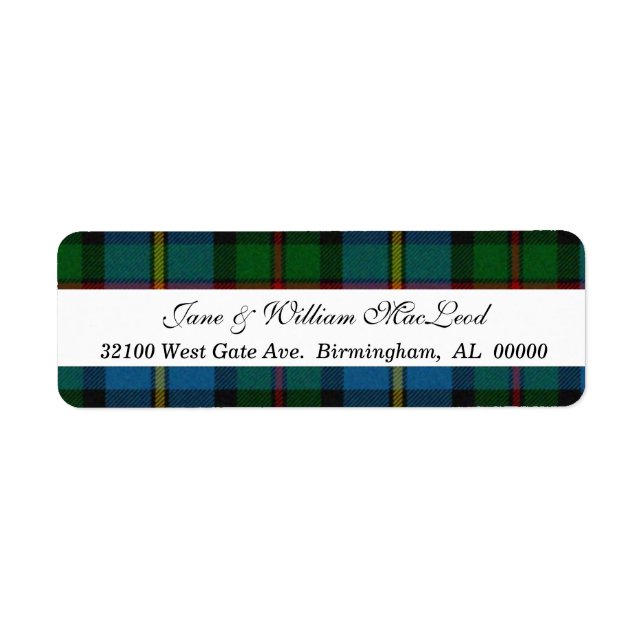 MacLeod Tartan Karierte Rücksendeadressen-Aufklebe (Vorne)