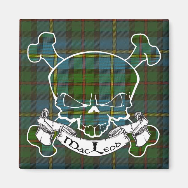 MacLeod Tartan Skull Magnet (Vorne)