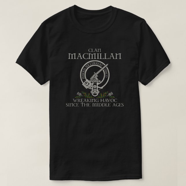 MacMillan Ancient Clan Wappen Schottischer Nachnam T-Shirt (Design vorne)