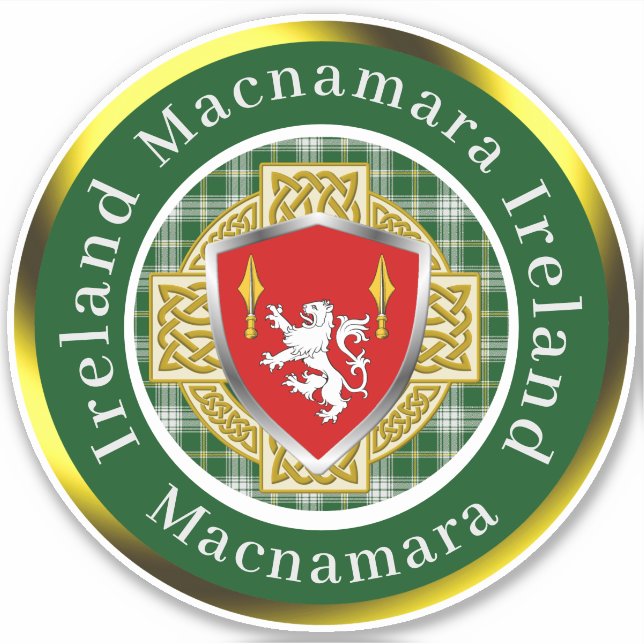 Macnamara Shield & Celtic Cross Personalisiert Aufkleber (Vorderseite)