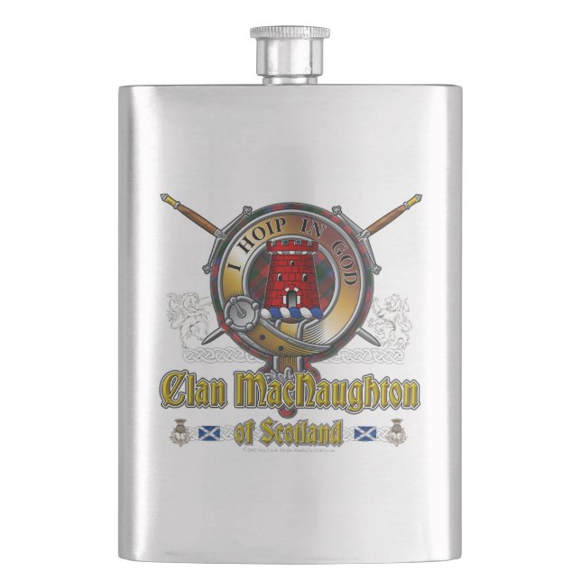 MacNaughton Clan Abzeichen Flachmann (Vorderseite)