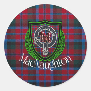 MacNaughton Schottischer Clan Tartan & Wappen Runder Aufkleber