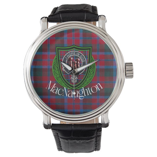 MacNaughton Scottish Clan Tartan & Crest Armbanduhr (Vorderseite)