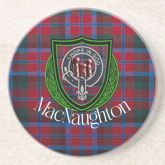 MacNaughton Scottish Clan Tartan & Crest Getränkeuntersetzer (Vorne)