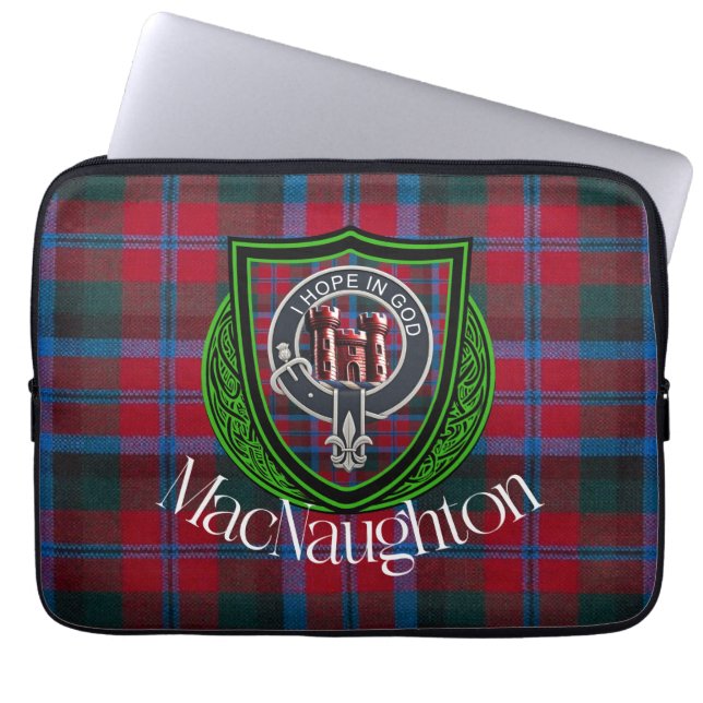 MacNaughton Scottish Clan Tartan & Crest Laptopschutzhülle (Vorderseite)