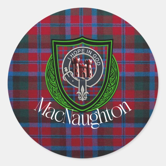 MacNaughton Scottish Clan Tartan & Crest Runder Aufkleber (Vorderseite)