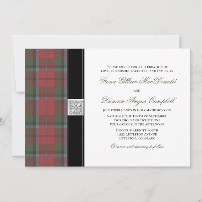 MacNaughton Weathered Tartan Wedding Einladung (Vorderseite)