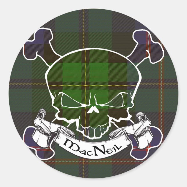 MacNeil Tartan Skull Runder Aufkleber (Vorderseite)