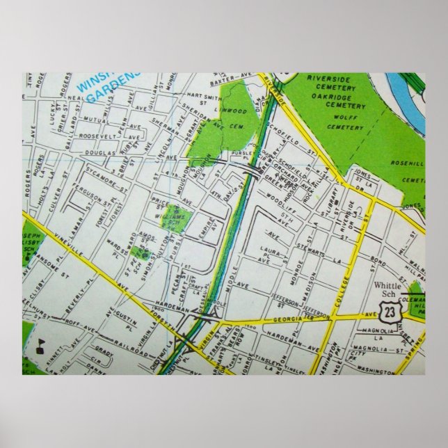 Macon, GA Vintag Map Poster (Vorne)