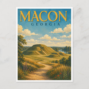 Macon Georgia Ocmulgee Mounds GeoSaga Postkarte