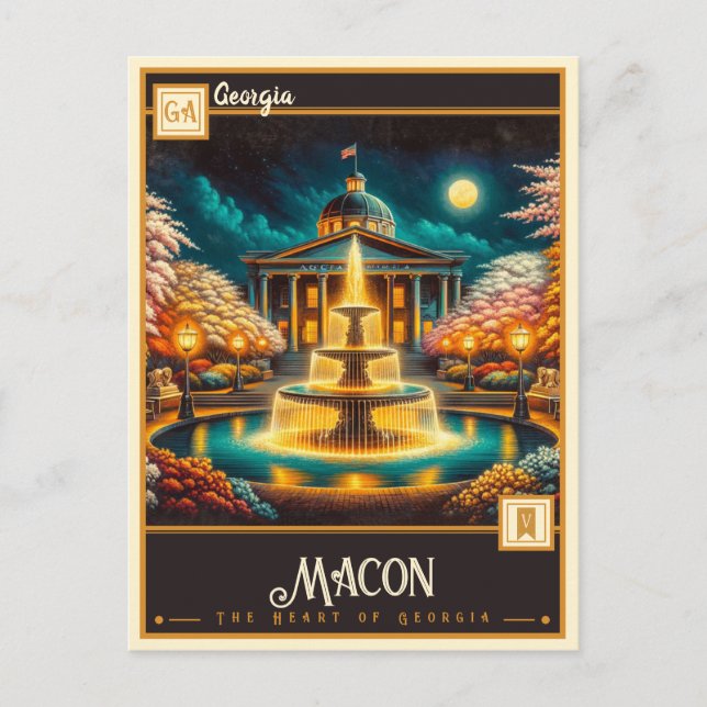 Macon, Georgien | VINTAG Postkarte (Vorderseite)