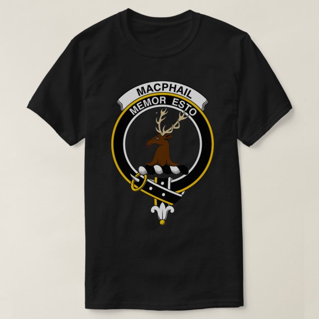 MacPhail Wappen Tartan Clan Scottish Clan T-Shirt (Design vorne)