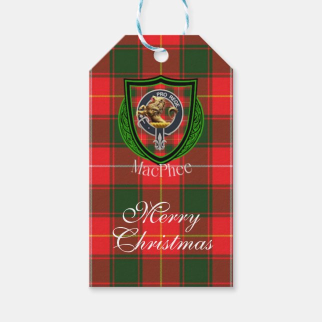 MacPhee Scottish Clan Tartan & Crest Geschenkanhänger (Vorderseite)