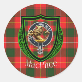 MacPhee Scottish Clan Tartan & Crest Runder Aufkleber