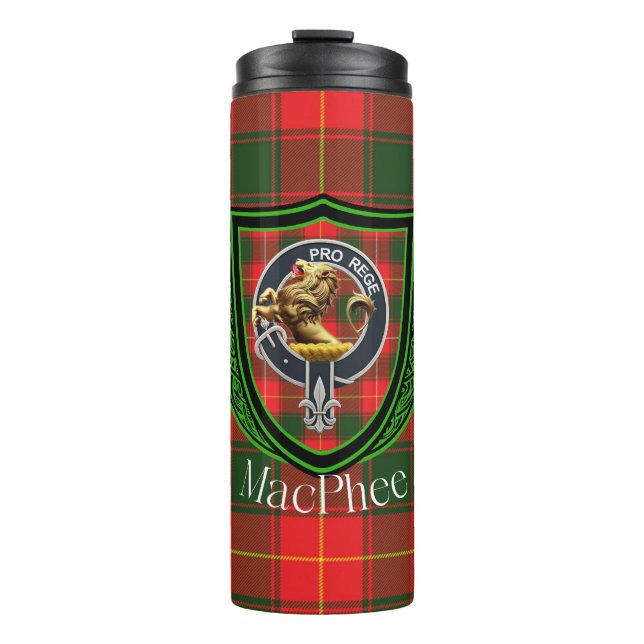 MacPhee Scottish Clan Tartan & Crest Thermosbecher (Vorderseite)