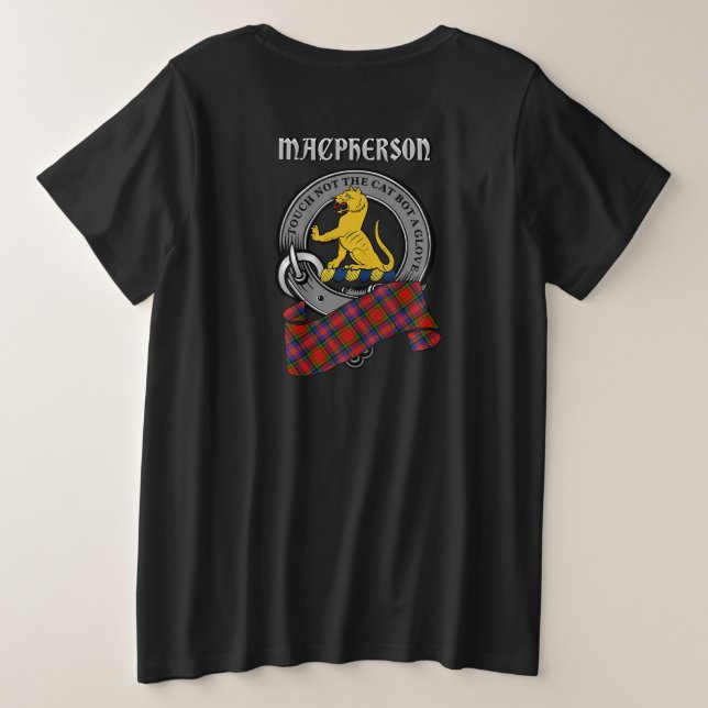 MacPherson Clan Abzeichen & Tartan (zurück) Große Größe T-Shirt (Design Rückseite)