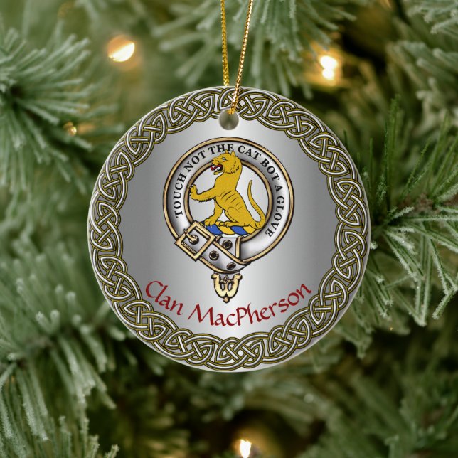 MacPherson Clan Badge/Tartan Thistle Personalized Keramik Ornament (Baum)