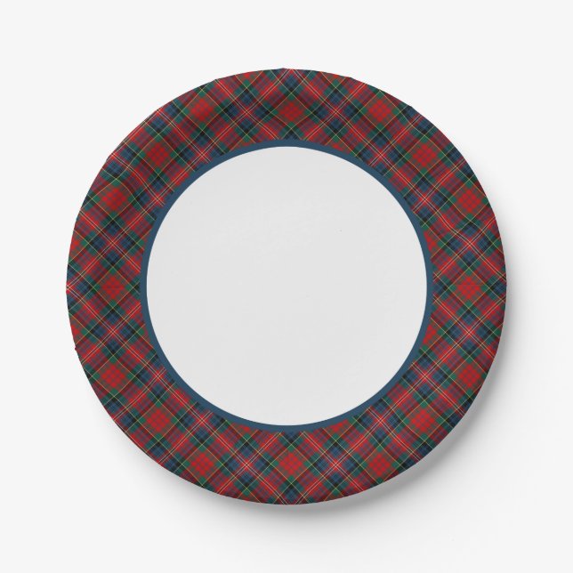 MacPherson Clan Tartan Border Pappteller (Vorderseite)