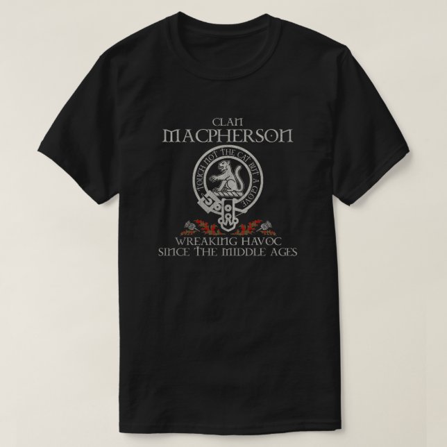 MacPherson Crubin Clan Wappen Schottischer Nachnam T-Shirt (Design vorne)