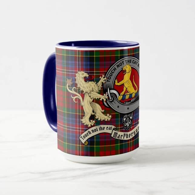 MacPherson/McPherson Abzeichen & Tartan Personalis Tasse (Vorderseite Links)