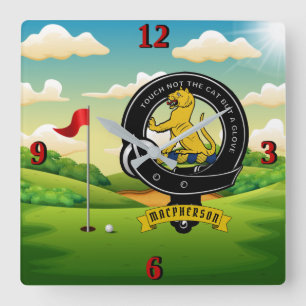MacPherson/McPherson Clan Badge Personalized Golf Quadratische Wanduhr
