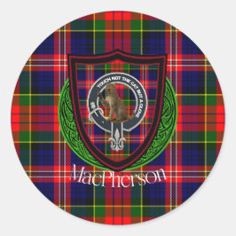MacPherson-Schottischer-Clan-Tartan & Wappen Runder Aufkleber