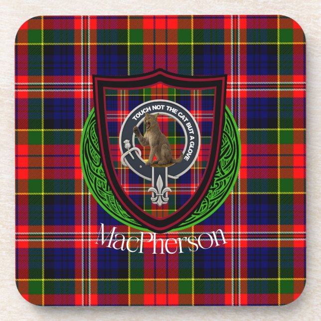 MacPherson Scottish Clan Tartan & Crest Getränkeuntersetzer (Vorderseite)