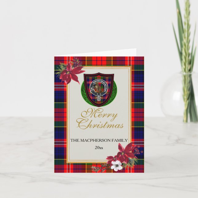 MacPherson Scottish Clan Tartan & Crest Karte (Vorderseite)
