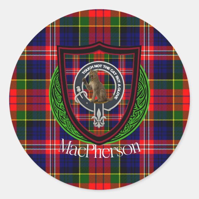 MacPherson Scottish Clan Tartan & Crest Runder Aufkleber (Vorderseite)
