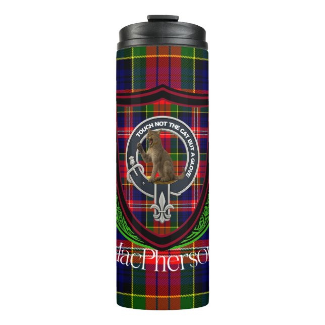 MacPherson Scottish Clan Tartan & Crest Thermosbecher (Vorderseite)