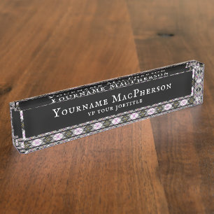 MacPherson Scottish Clan Tartan Kariertes Muster Namensplakette