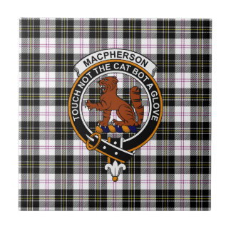 MacPherson Tartan, Clan-Abzeichen und Motto-Kachel Fliese