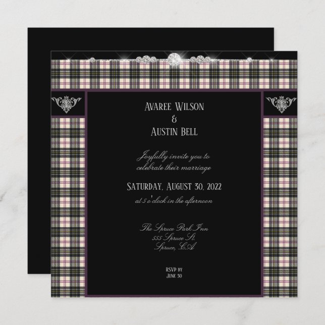 MacPherson Tartan Kariert Wedding Einladung (Vorne/Hinten)