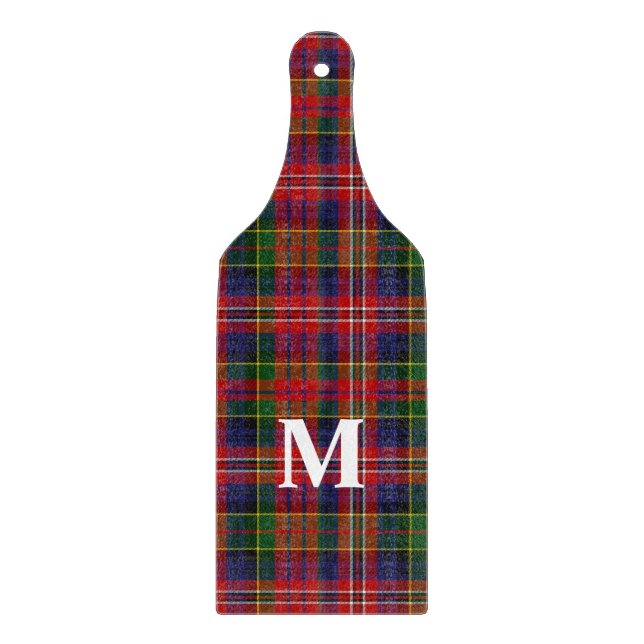 MacPherson Tartan Kariertes Mit Monogramm Kissen Schneidebrett (Vorderseite)