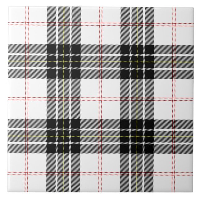 MacPherson Tartan Schwarz-weiß kariert Fliese (Vorderseite)