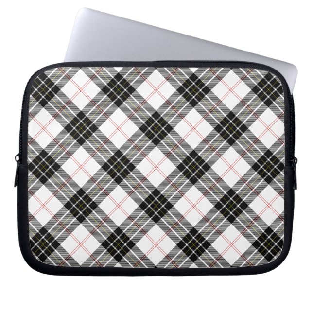 MacPherson Tartan Schwarz-weiß kariert Laptopschutzhülle (Vorderseite)