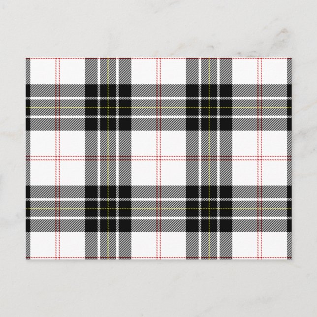 MacPherson Tartan Schwarz-weiß kariert Postkarte (Vorderseite)