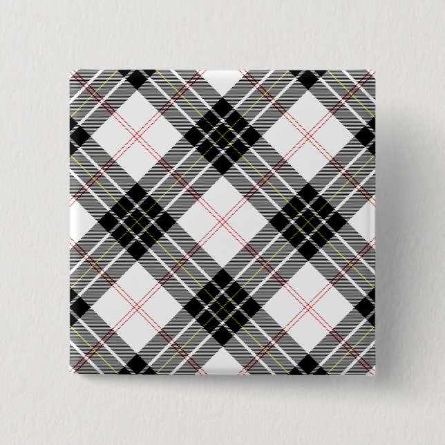 MacPherson-Tartan Schwarz-Weiß-Karo Button (Vorderseite)