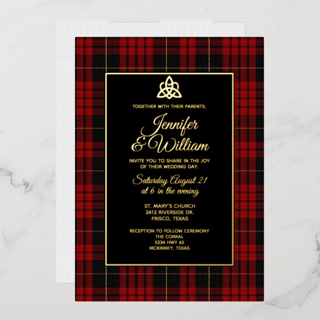 MacQueen Clan Tartan Kariert Wedding Folieneinladung (Briefumschlag)