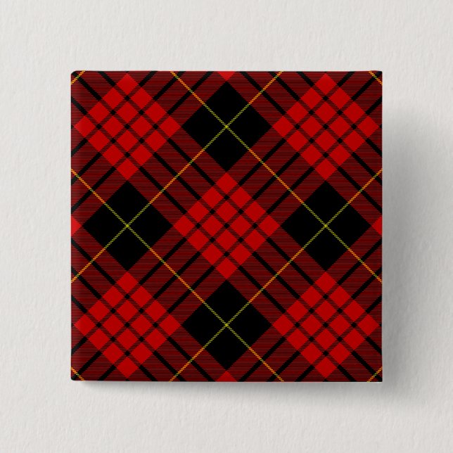 MacQueen Tartan Red and Black Kariert Button (Vorderseite)
