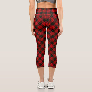MacQueen Tartan Red and Black Kariert Capri Leggings