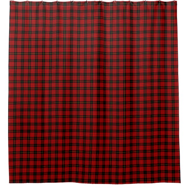 MacQueen Tartan Red and Black Kariert Duschvorhang (Vorderseite)