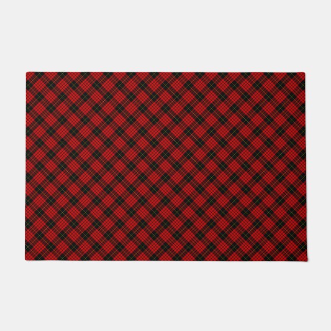 MacQueen Tartan Red and Black Kariert Fußmatte (Vorderseite)