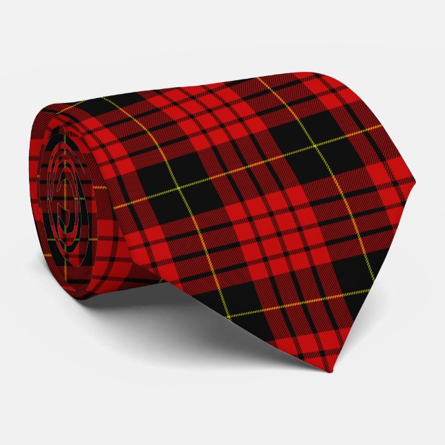MacQueen Tartan Red and Black Kariert Krawatte (Gerollt)