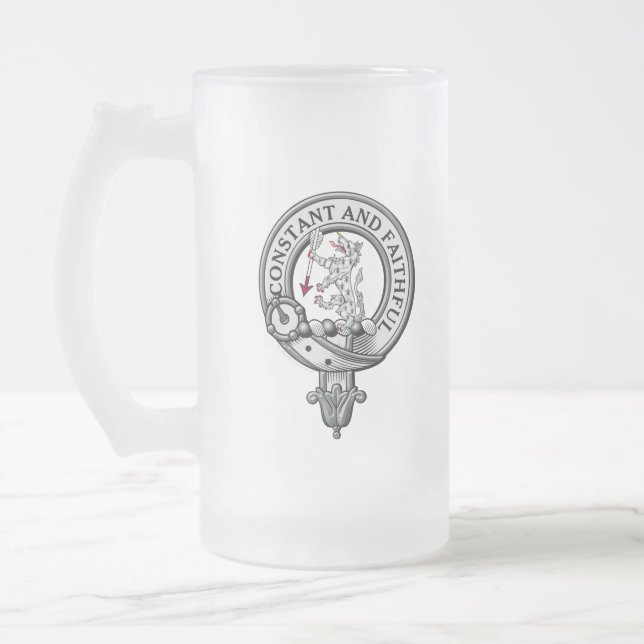 MacQueen Wappen Abzeichen Mattglas Bierglas (Links)