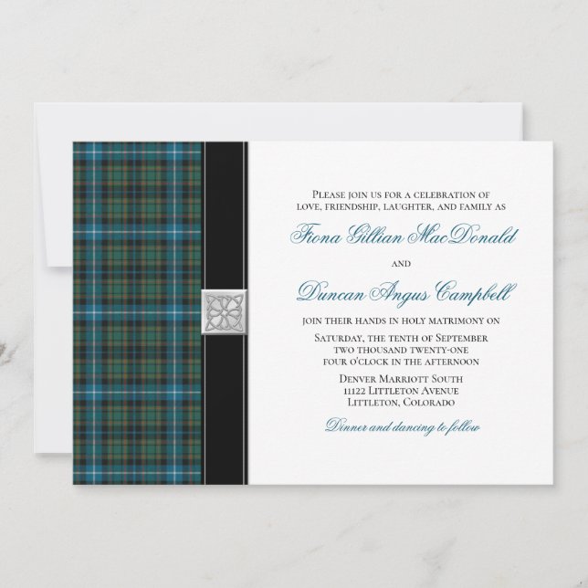 MacRae Ancient Jagd Tartan Hochzeitseinladung Einladung (Vorderseite)