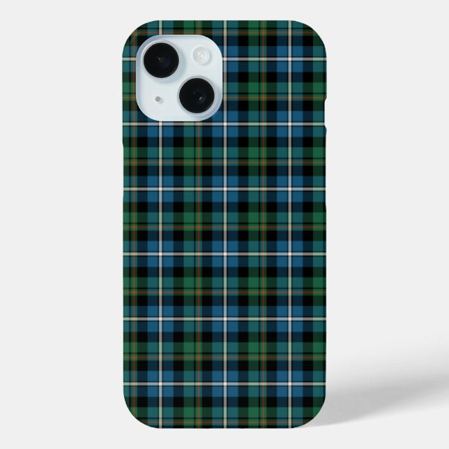 MacRae Clan Bright Blue und Green Hunting Tartan Case-Mate iPhone Hülle (Rückseite)