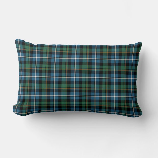MacRae Clan Green und Blue Hunting Tartan Lendenkissen (Vorderseite)